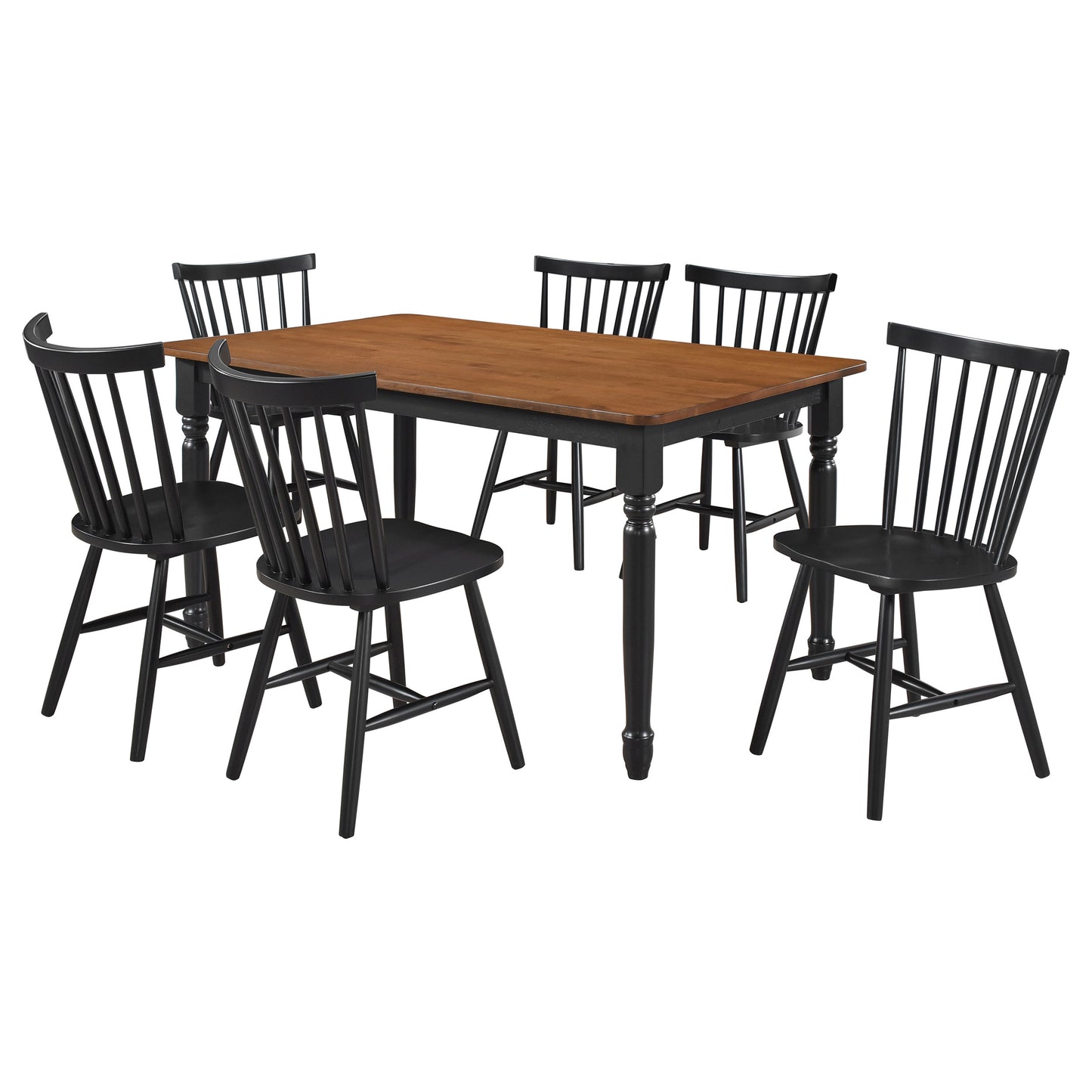 maston 7-piece rectangular dining set walnut and blackblack