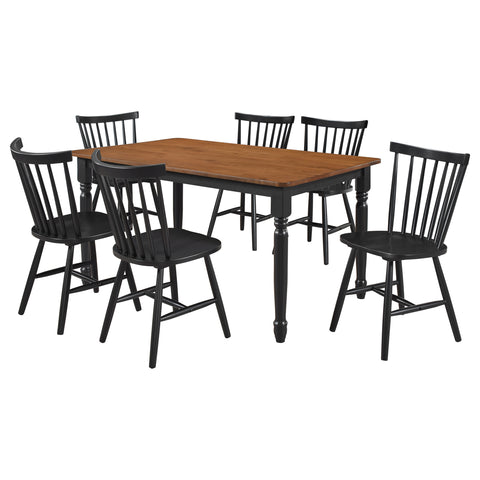 Maston 7-piece Rectangular Dining Set Walnut and BlackBlack