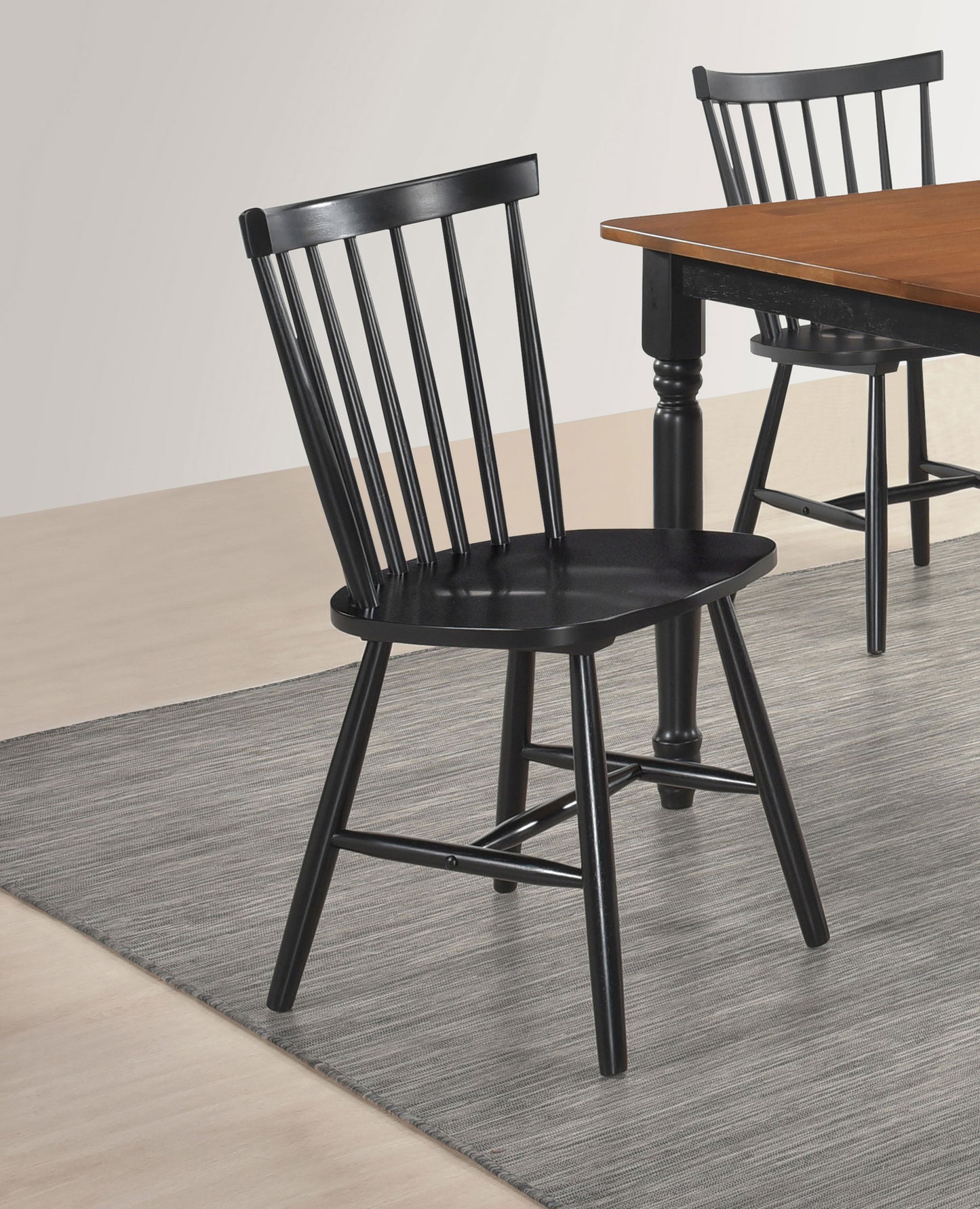 lilith windsor wood dining side chair black (set of 2)