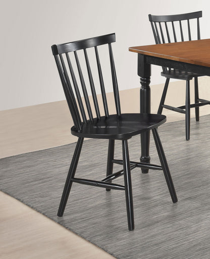 Lilith Windsor Wood Dining Side Chair Black (Set of 2)