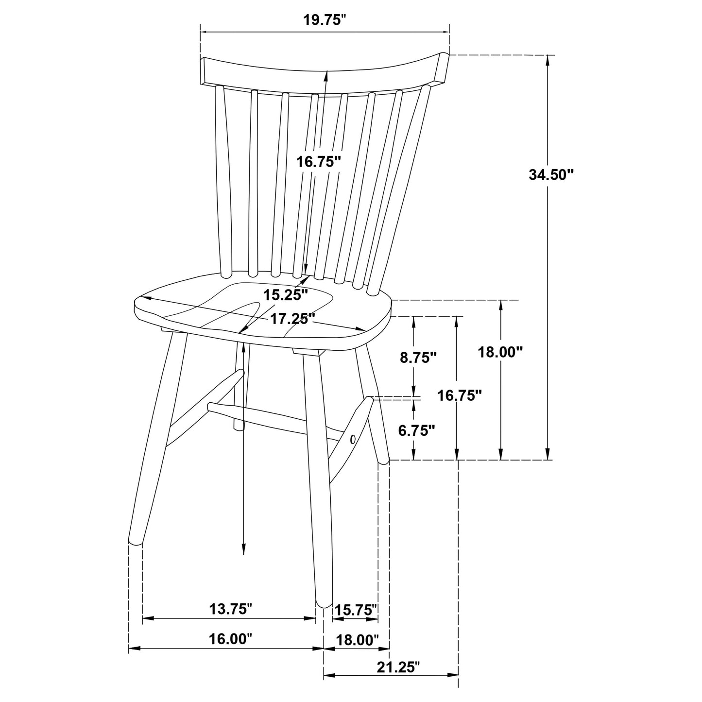 lilith windsor wood dining side chair black (set of 2)