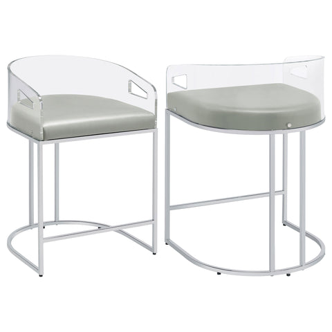 Jirou Clear Acrylic Counter Chair Chrome (Set of 2)Grey