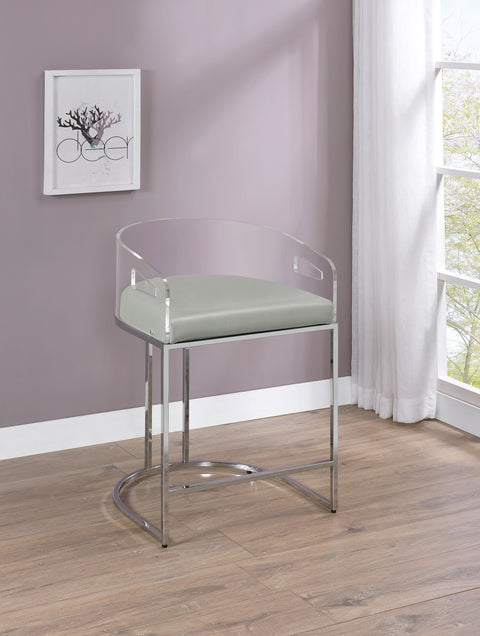 Jirou Clear Acrylic Counter Chair Chrome (Set of 2)Grey