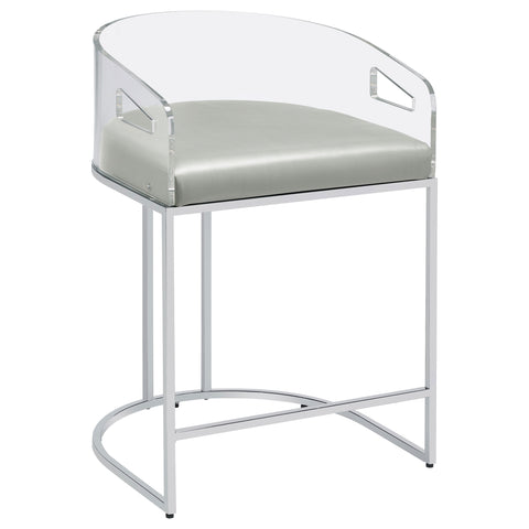 Jirou Clear Acrylic Counter Chair Chrome (Set of 2)Grey