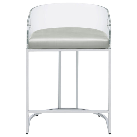 Jirou Clear Acrylic Counter Chair Chrome (Set of 2)Grey