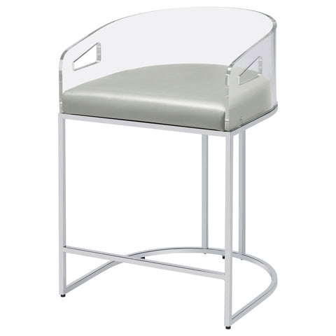 Jirou Clear Acrylic Counter Chair Chrome (Set of 2)Grey