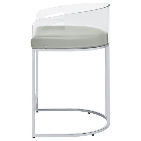 Jirou Clear Acrylic Counter Chair Chrome (Set of 2)Grey