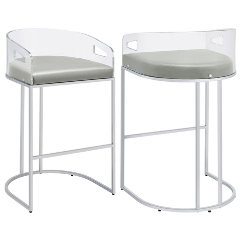 Jirou Clear Acrylic Bar Chair Chrome (Set of 2)Grey
