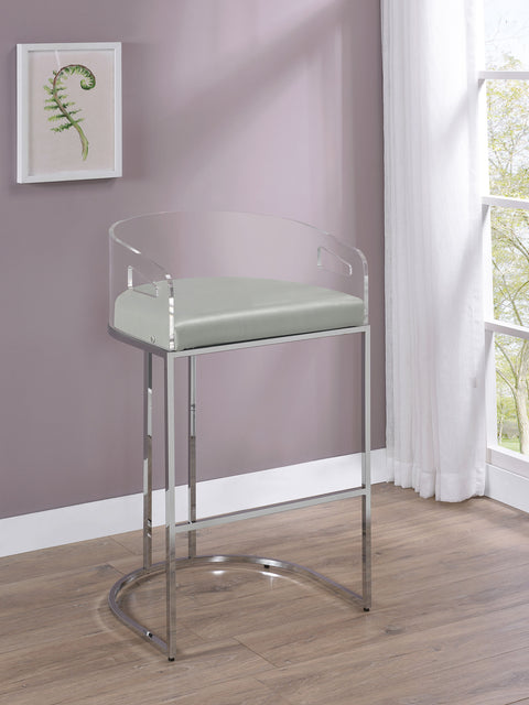 Jirou Clear Acrylic Bar Chair Chrome (Set of 2)Grey