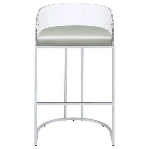 Jirou Clear Acrylic Bar Chair Chrome (Set of 2)Grey