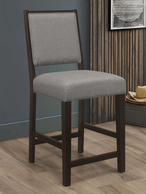 Monett Fabric Upholstered Counter Chair Grey (Set of 2)Grey