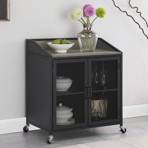 Hart 2-door Mobile Home Bar Wine Cabinet Sandy BlackSandy Black