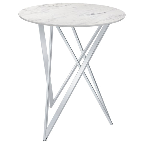 Edgar Round 35-inch Faux Marble Bistro Bar Table ChromeWhite Faux Marble