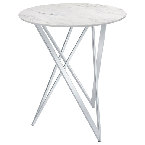 Edgar Round 35-inch Faux Marble Bistro Bar Table ChromeWhite Faux Marble
