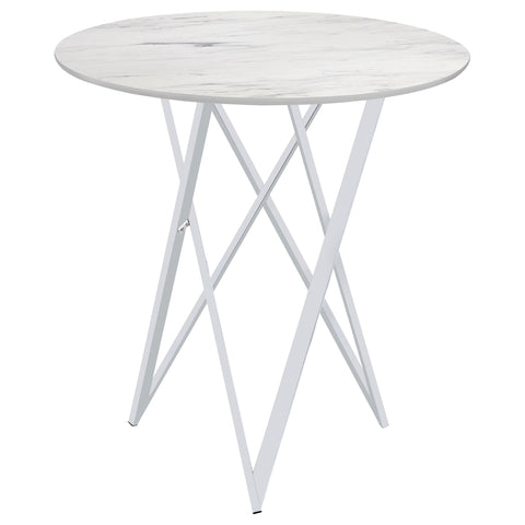 Edgar Round 35-inch Faux Marble Bistro Bar Table ChromeWhite Faux Marble