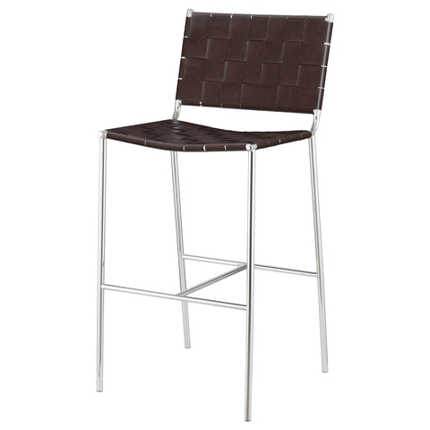 Rhapsody Upholstered Pub Height Bar Stool Brown and ChromeBrown
