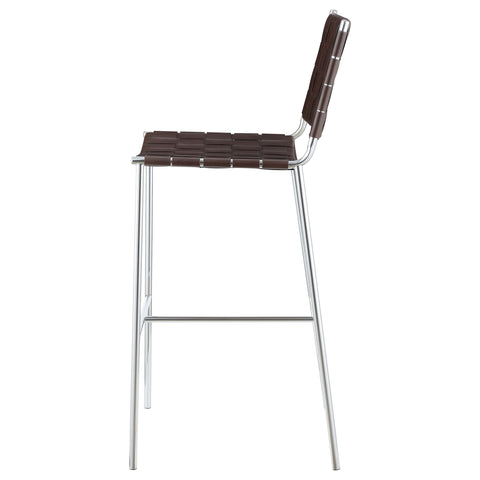 Rhapsody Upholstered Pub Height Bar Stool Brown and ChromeBrown