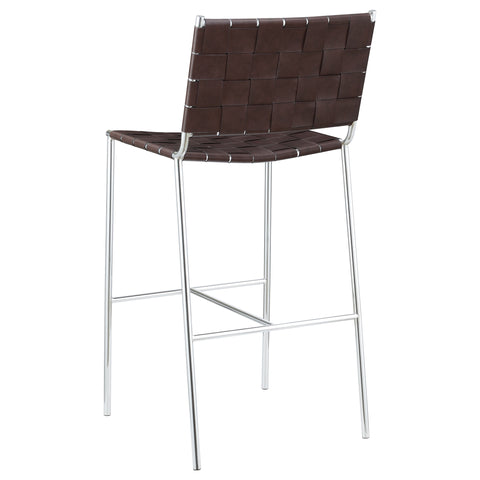 Rhapsody Upholstered Pub Height Bar Stool Brown and ChromeBrown