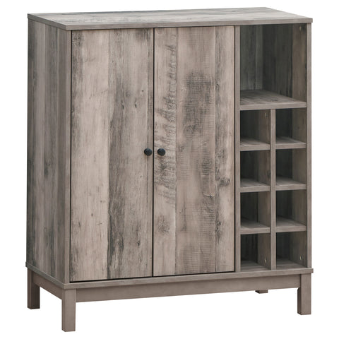 Annetta 2-door Home Bar Wine Cabinet Weathered AcaciaWeathered Acacia