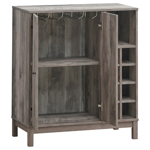 Annetta 2-door Home Bar Wine Cabinet Weathered AcaciaWeathered Acacia