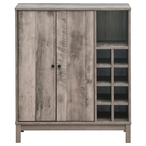 Annetta 2-door Home Bar Wine Cabinet Weathered AcaciaWeathered Acacia