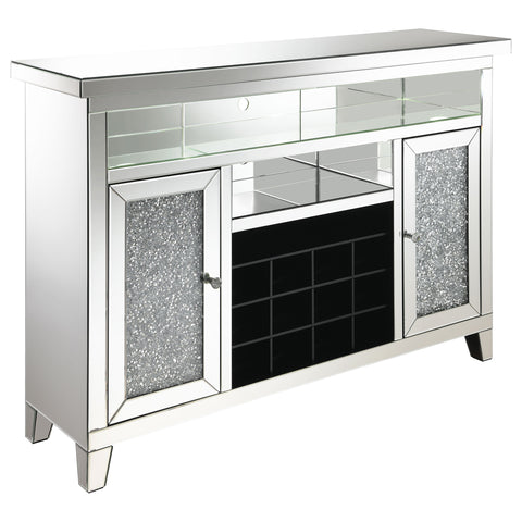 Valerie 2-door LED Mirrored Wine Storage Bar Cabinet SilverMirror