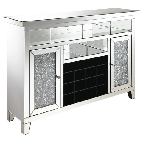 Valerie 2-door LED Mirrored Wine Storage Bar Cabinet SilverMirror