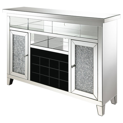 Valerie 2-door LED Mirrored Wine Storage Bar Cabinet SilverMirror