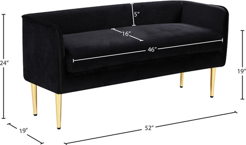 Eden Black Velvet Bench Black