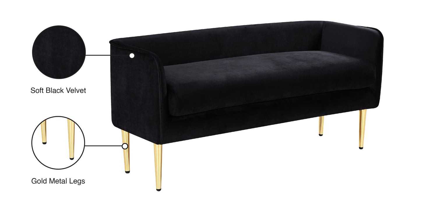 eden black velvet bench black