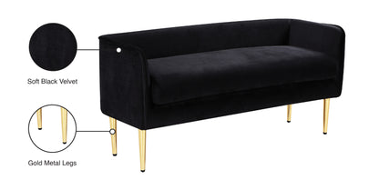 Eden Black Velvet Bench Black