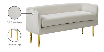 Eden Cream Velvet Bench Cream