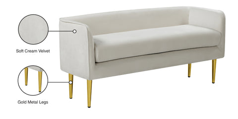 Eden Cream Velvet Bench Cream