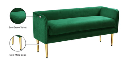 Eden Green Velvet Bench Green