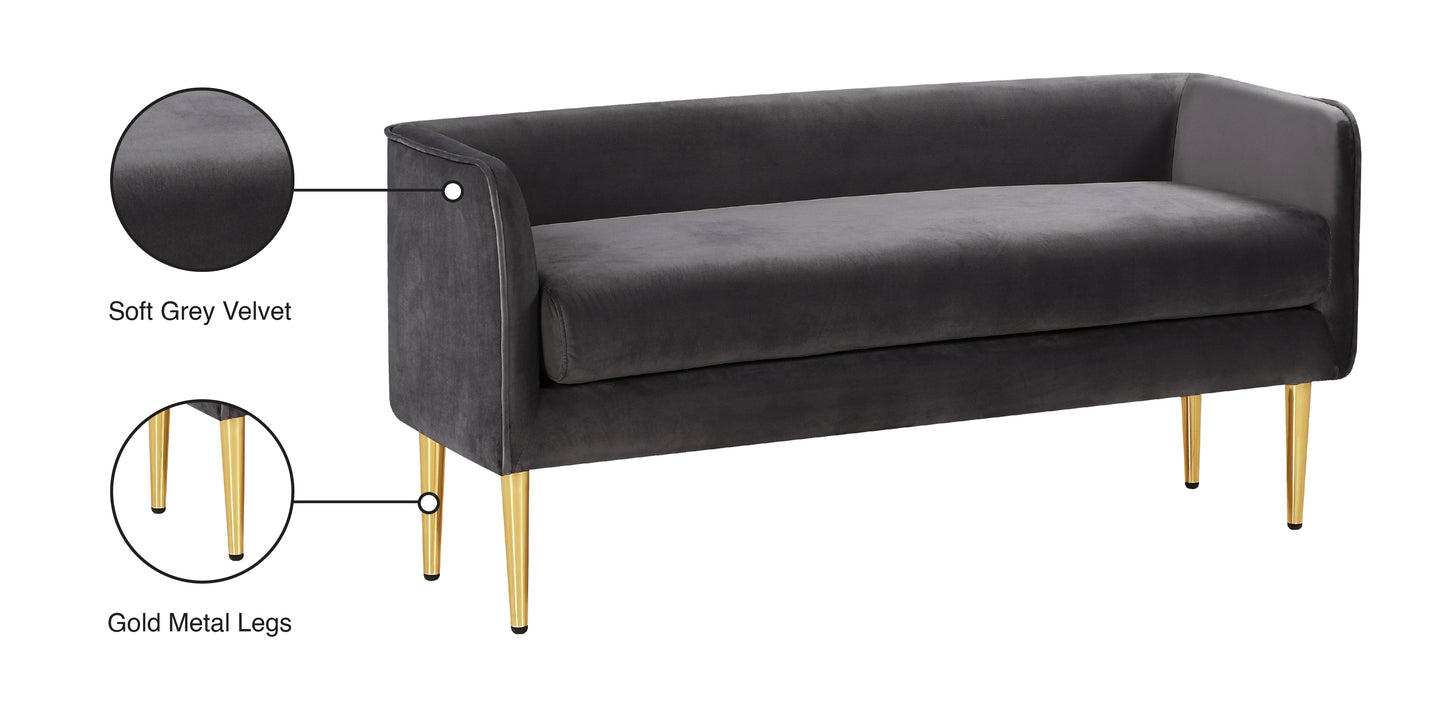 eden grey velvet bench grey