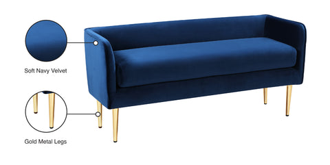 Eden Navy Velvet Bench Navy