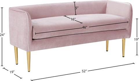Eden Pink Velvet Bench Pink