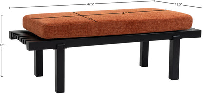 Elly Cognac Chenille Fabric Bench Cognac