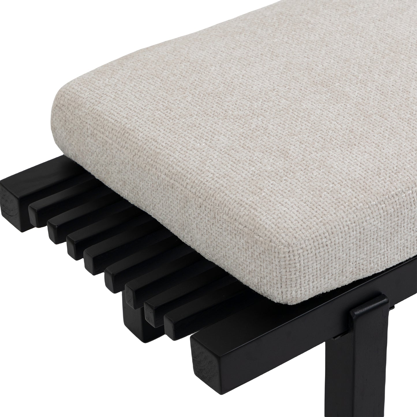 elly cream chenille fabric bench cream