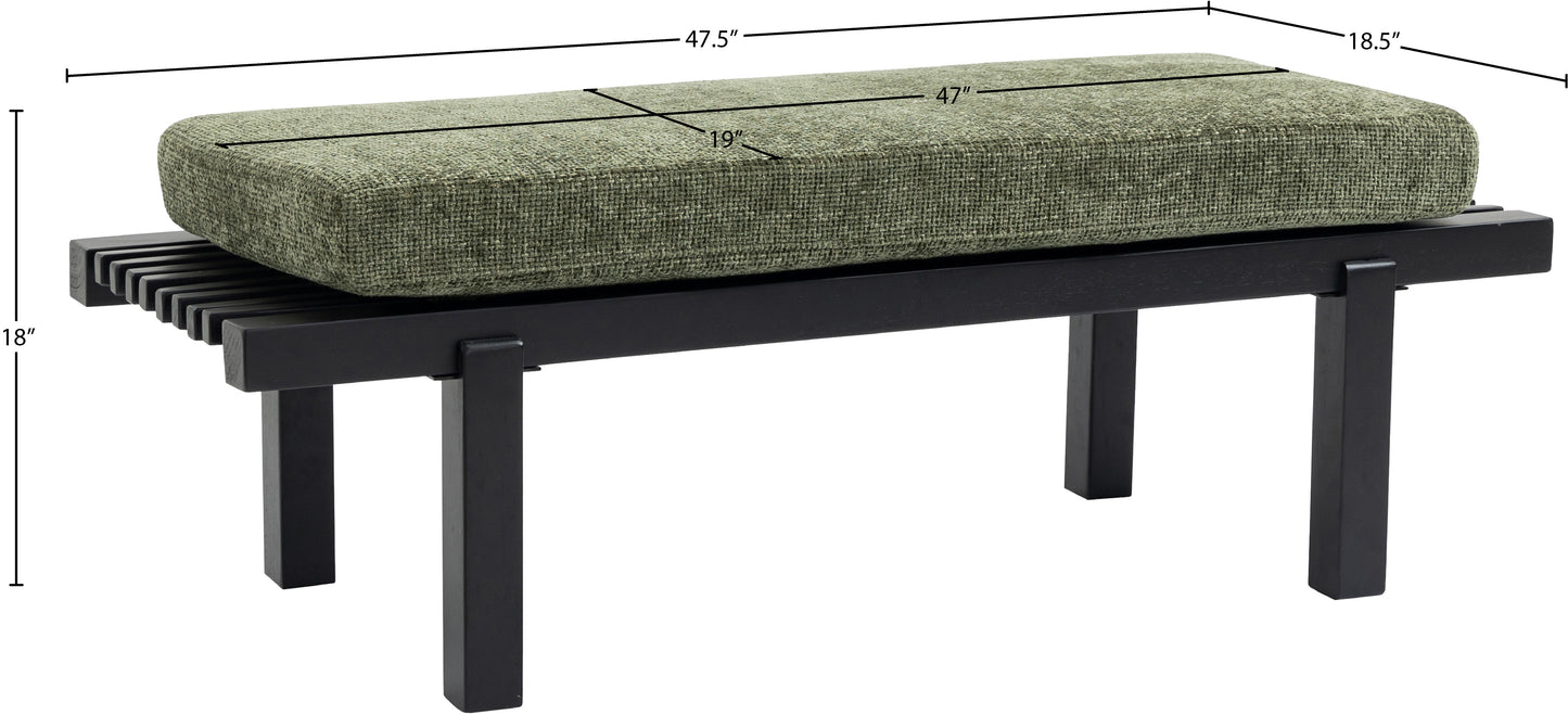 elly green chenille fabric bench green