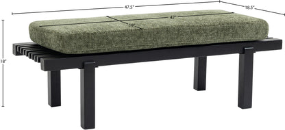 Elly Green Chenille Fabric Bench Green