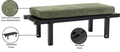 Elly Green Chenille Fabric Bench Green