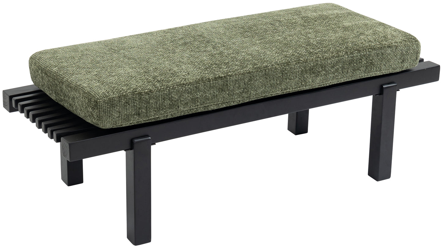 elly green chenille fabric bench green