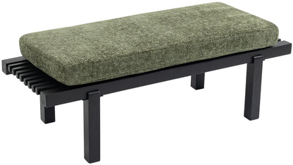 Elly Green Chenille Fabric Bench Green