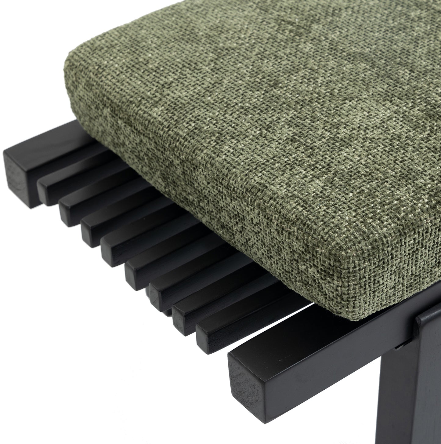 elly green chenille fabric bench green