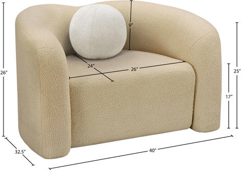 Eclipse Beige Faux Shearling Teddy Fabric Chair C