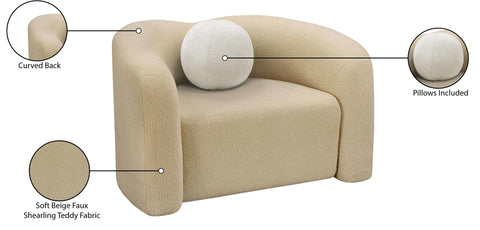 Eclipse Beige Faux Shearling Teddy Fabric Chair C