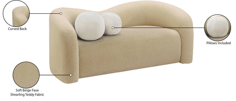 Eclipse Beige Faux Shearling Teddy Fabric Loveseat L