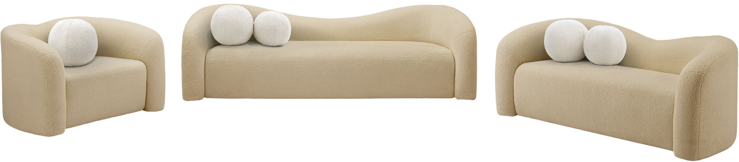 eclipse beige faux shearling teddy fabric loveseat l