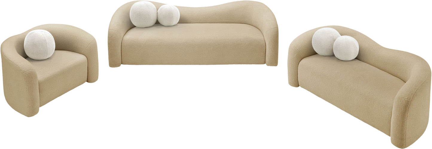 eclipse beige faux shearling teddy fabric loveseat l